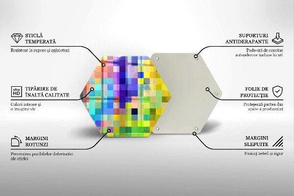 Tocător de bucătărie Pătrate de pixeli colorate