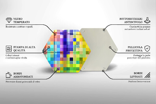 Tocător de bucătărie Pătrate de pixeli colorate