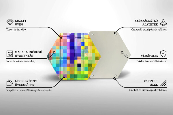 Tocător de bucătărie Pătrate de pixeli colorate