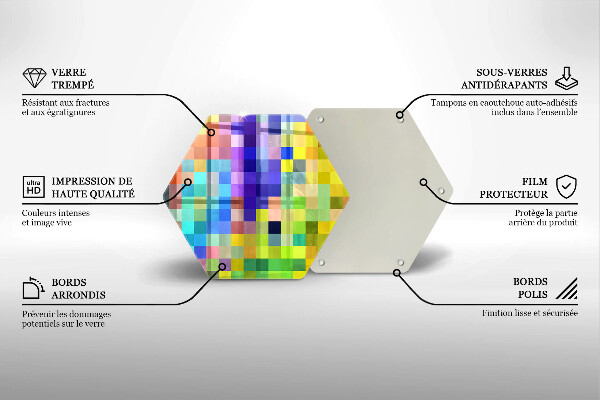 Tocător de bucătărie Pătrate de pixeli colorate