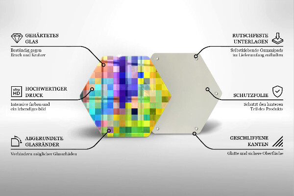 Tocător de bucătărie Pătrate de pixeli colorate