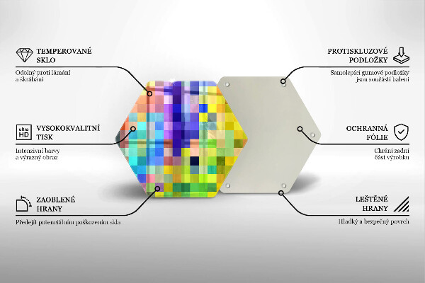 Tocător de bucătărie Pătrate de pixeli colorate