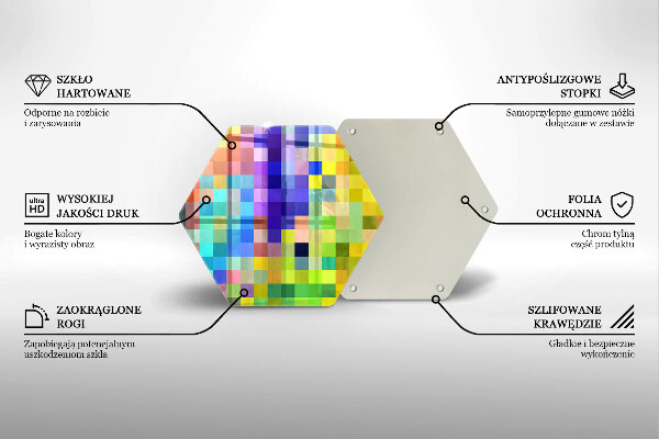 Tocător de bucătărie Pătrate de pixeli colorate