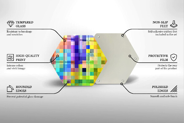 Tocător de bucătărie Pătrate de pixeli colorate
