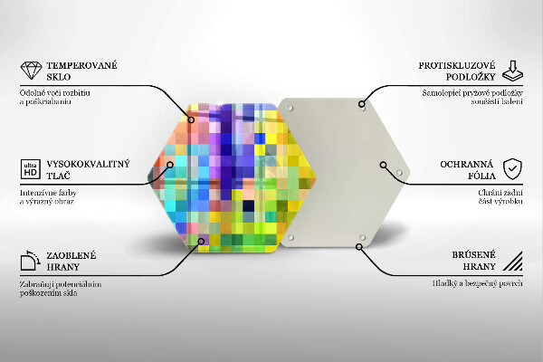 Tocător de bucătărie Pătrate de pixeli colorate