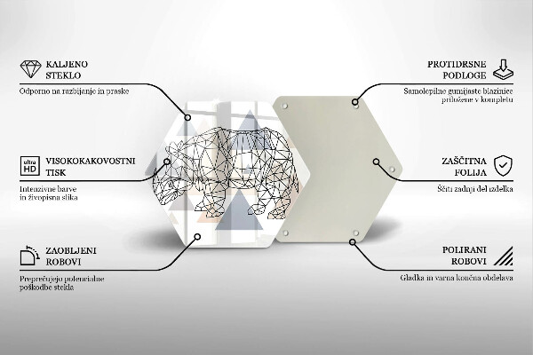 Tocător de bucătărie Linie de artă rinocer