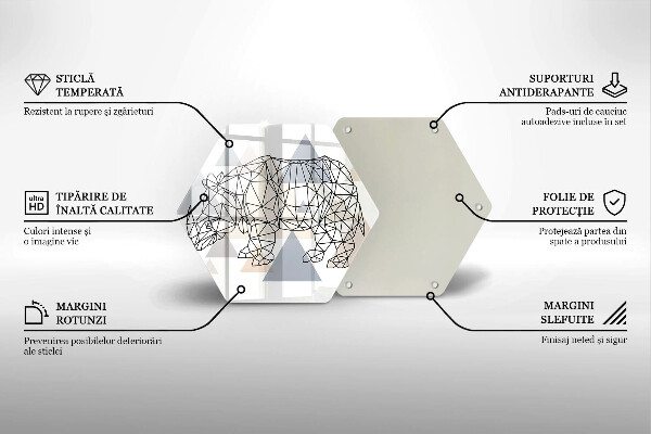 Tocător de bucătărie Linie de artă rinocer