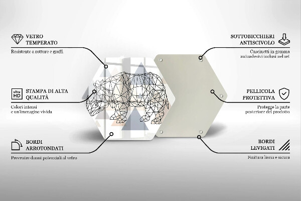 Tocător de bucătărie Linie de artă rinocer