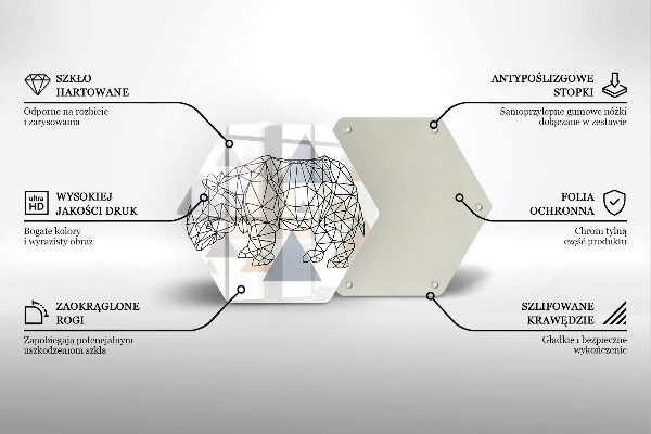 Tocător de bucătărie Linie de artă rinocer