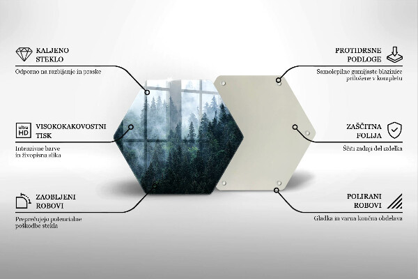 Tocător sticlă Copaci de pădure și ceață