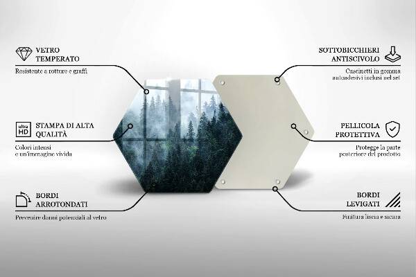 Tocător sticlă Copaci de pădure și ceață