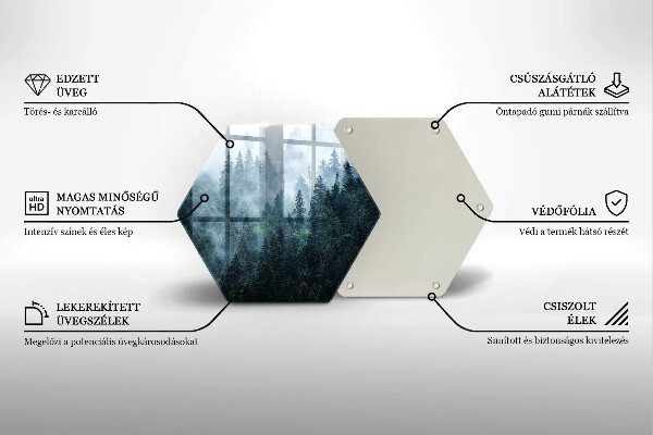 Tocător sticlă Copaci de pădure și ceață