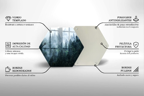 Tocător sticlă Copaci de pădure și ceață