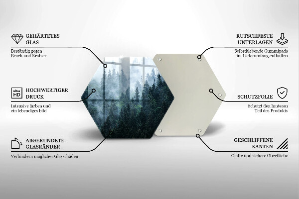 Tocător sticlă Copaci de pădure și ceață