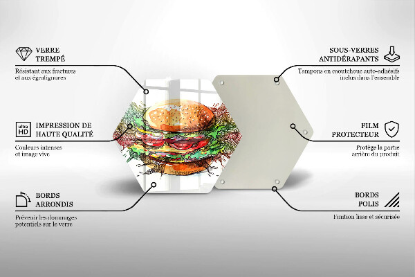 Tocător de bucătărie Desen de hamburger