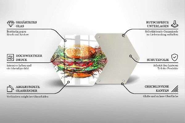 Tocător de bucătărie Desen de hamburger