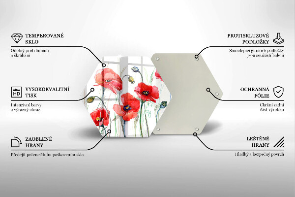 Tocător de bucătărie Flori roșii de maci