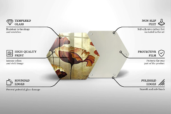 Tocător de bucătărie Flori boho pictate