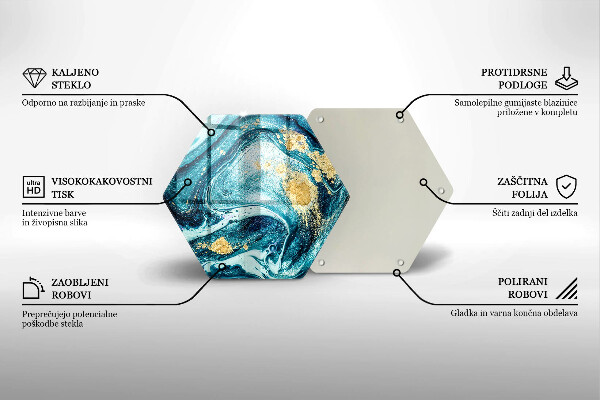 Tocător sticlă Abstracția aurului albastru