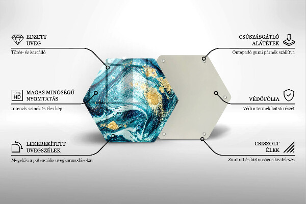 Tocător sticlă Abstracția aurului albastru