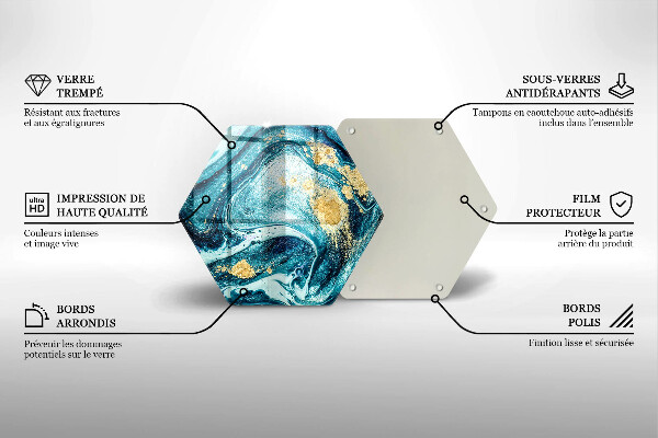 Tocător sticlă Abstracția aurului albastru