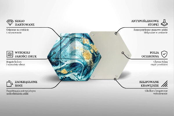 Tocător sticlă Abstracția aurului albastru