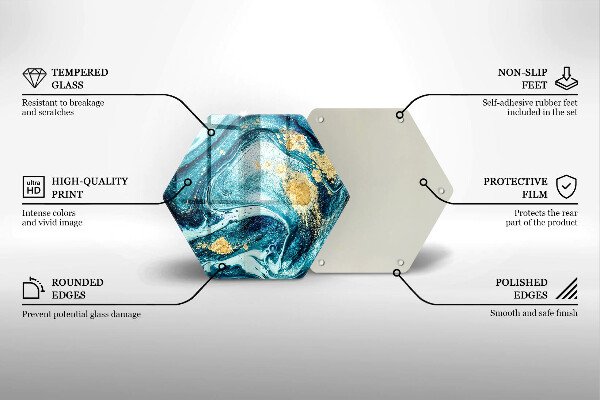 Tocător sticlă Abstracția aurului albastru