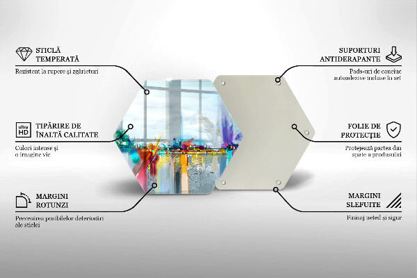 Tocător sticlă Abstracție pictată