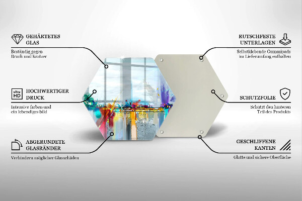 Tocător sticlă Abstracție pictată