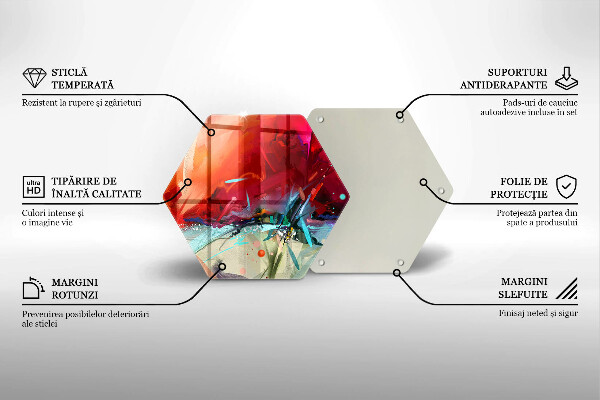 Tocător sticlă Abstracție pictată