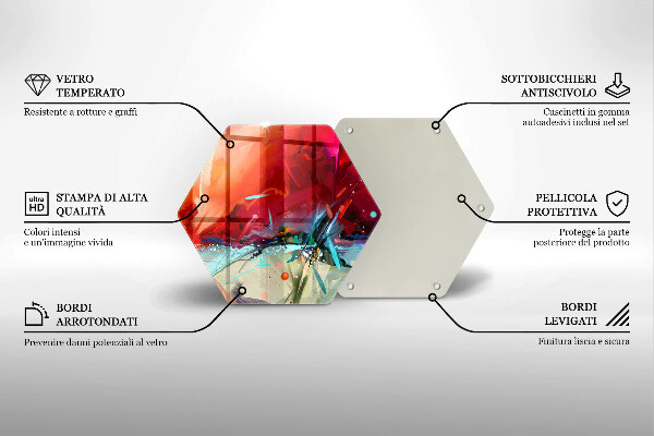 Tocător sticlă Abstracție pictată