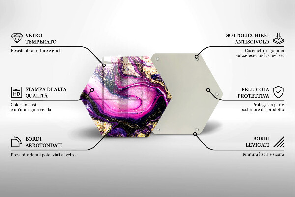 Tocător sticlă Design abstract auriu