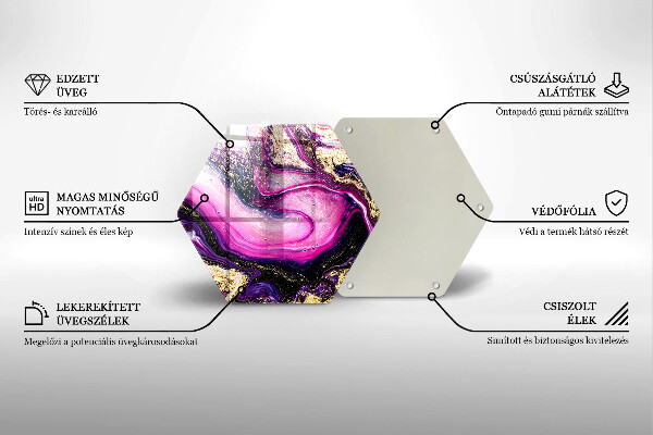 Tocător sticlă Design abstract auriu