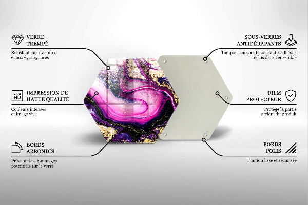 Tocător sticlă Design abstract auriu