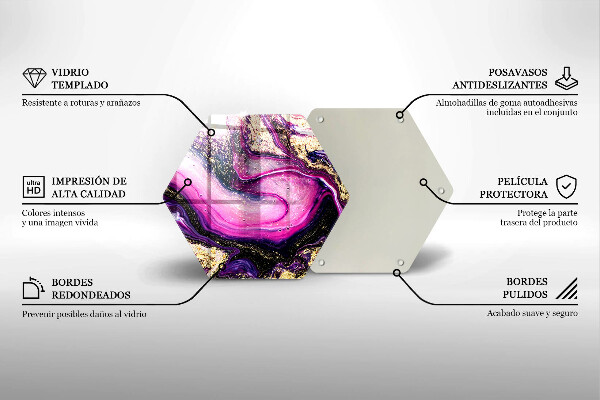 Tocător sticlă Design abstract auriu