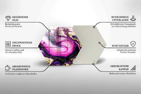 Tocător sticlă Design abstract auriu