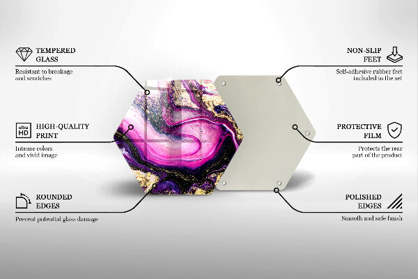 Tocător sticlă Design abstract auriu