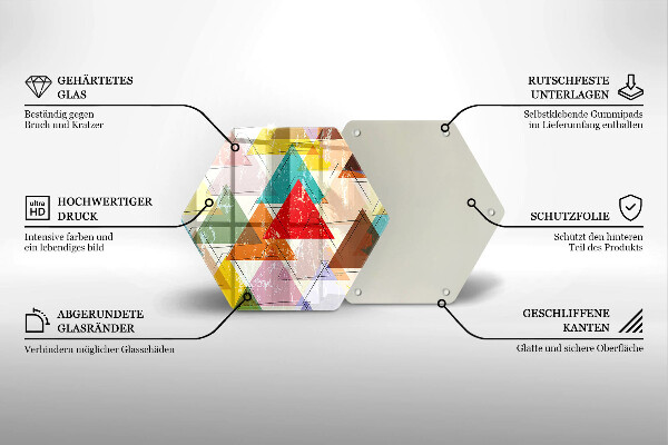 Tocător sticlă Triunghiuri pictate