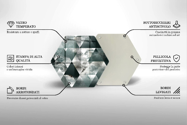 Tocător sticlă Triunghiuri și apă