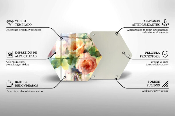 Tocător sticlă Flori pictate