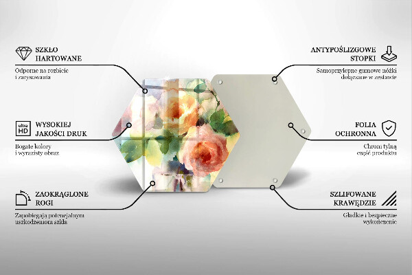 Tocător sticlă Flori pictate