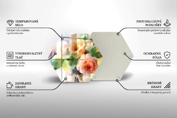 Tocător sticlă Flori pictate