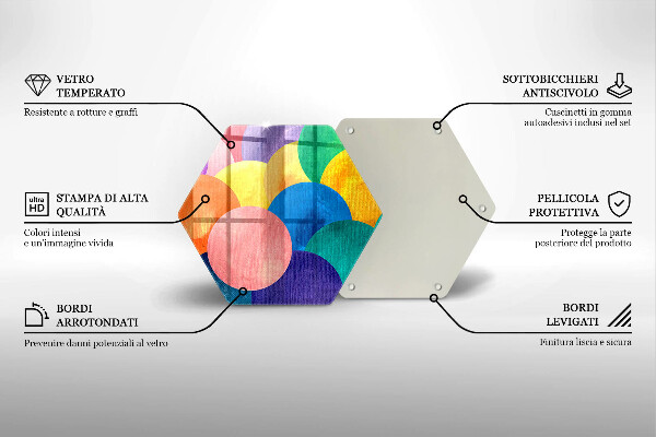 Tocător sticlă Cercuri colorate