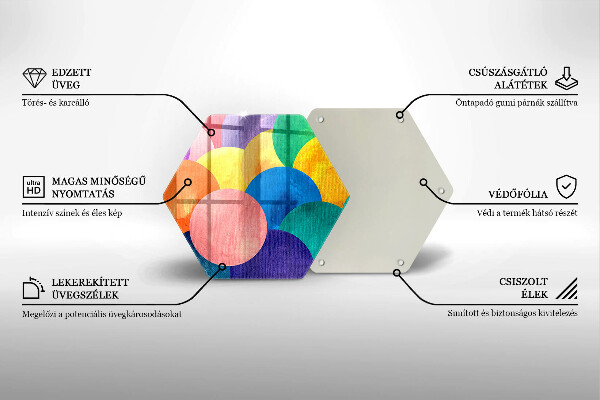 Tocător sticlă Cercuri colorate