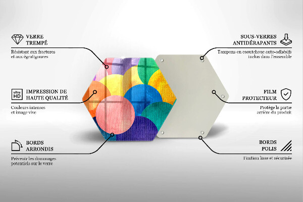 Tocător sticlă Cercuri colorate