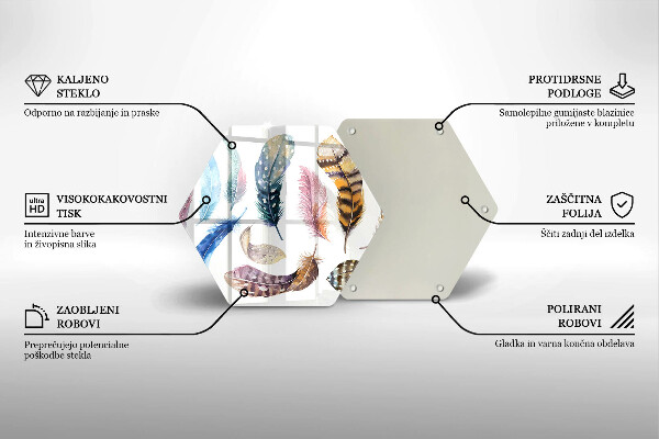 Tocător sticlă Pene de păsări colorate