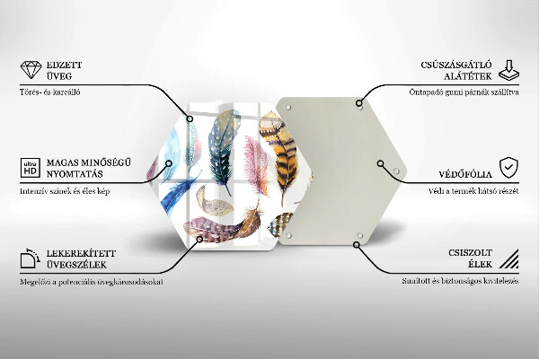 Tocător sticlă Pene de păsări colorate