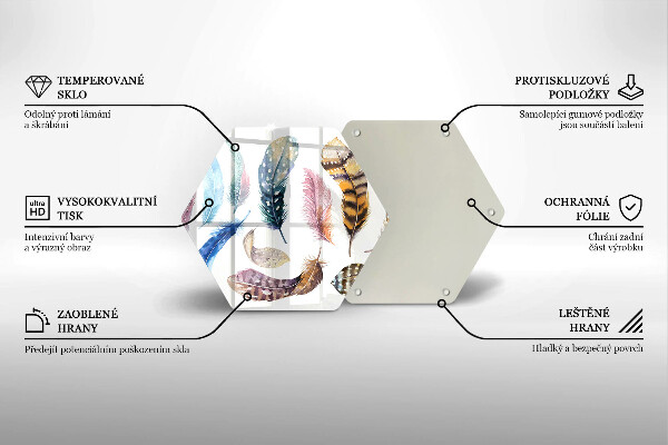 Tocător sticlă Pene de păsări colorate
