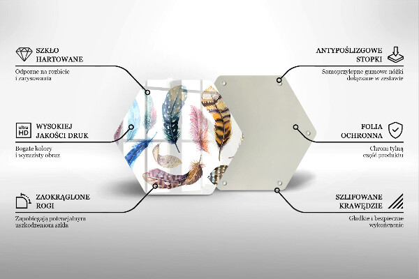 Tocător sticlă Pene de păsări colorate