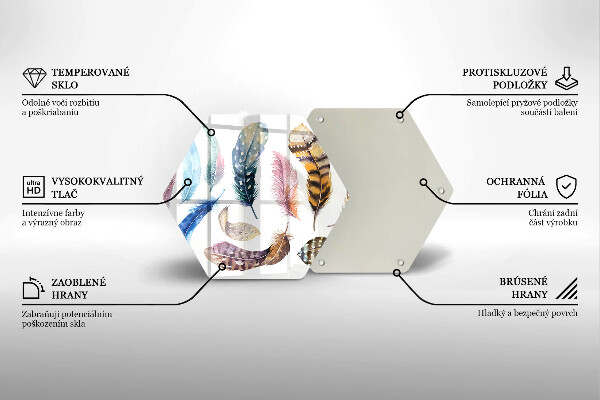 Tocător sticlă Pene de păsări colorate